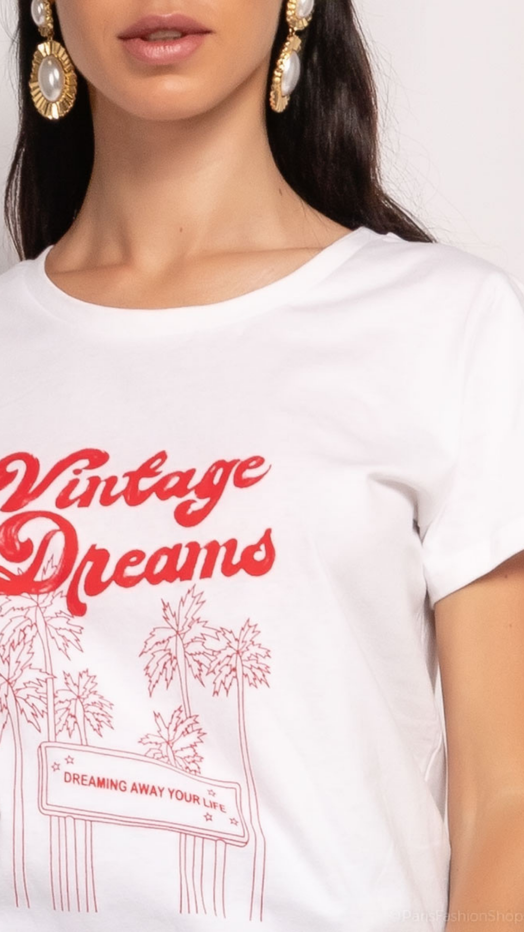 T-shirt wit opschrift vintage dreams - witte t-shirt | Fabrique François