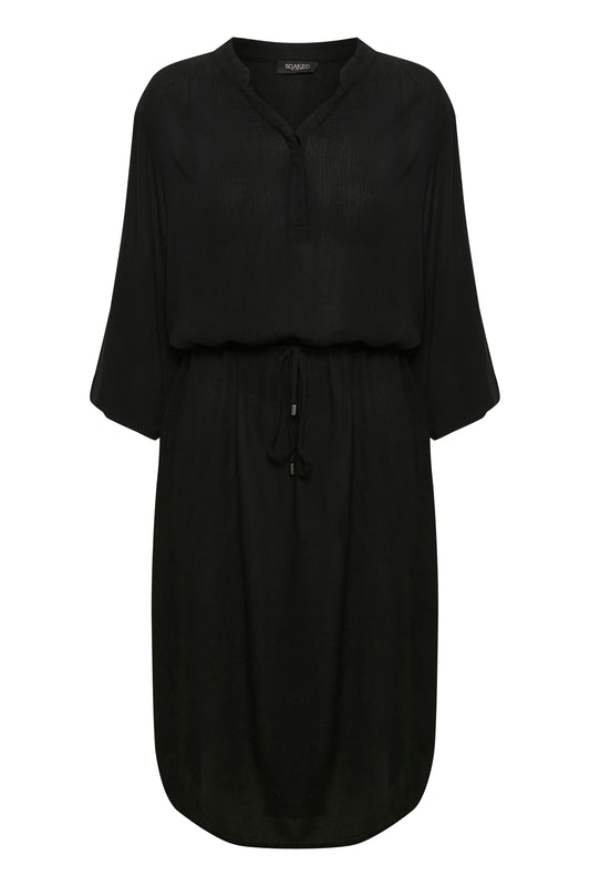 Zaya midi jurk met halflange losse mouwen v-hals en tailleband - | Fabrique François