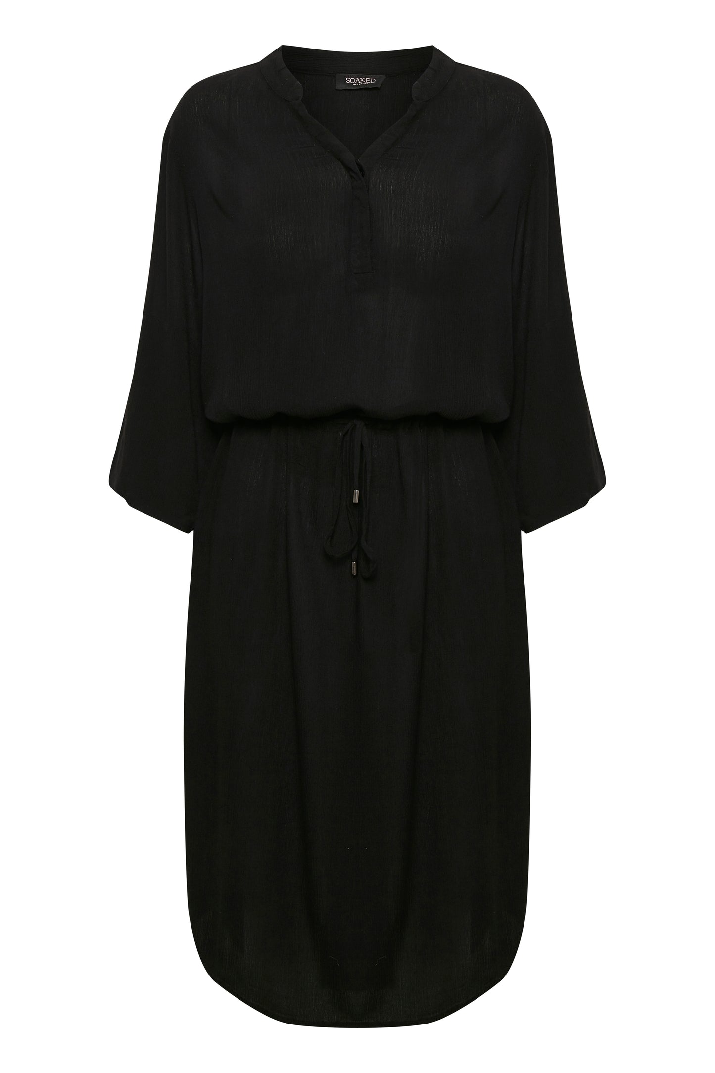 Zaya midi jurk met halflange losse mouwen v-hals en tailleband