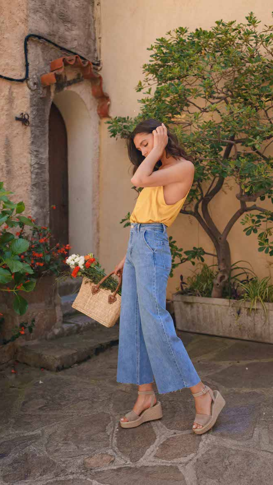 Cindy wijd uitlopende jeansbroek licht blauw - wijd uitlopende jeans licht blauw | Fabrique François