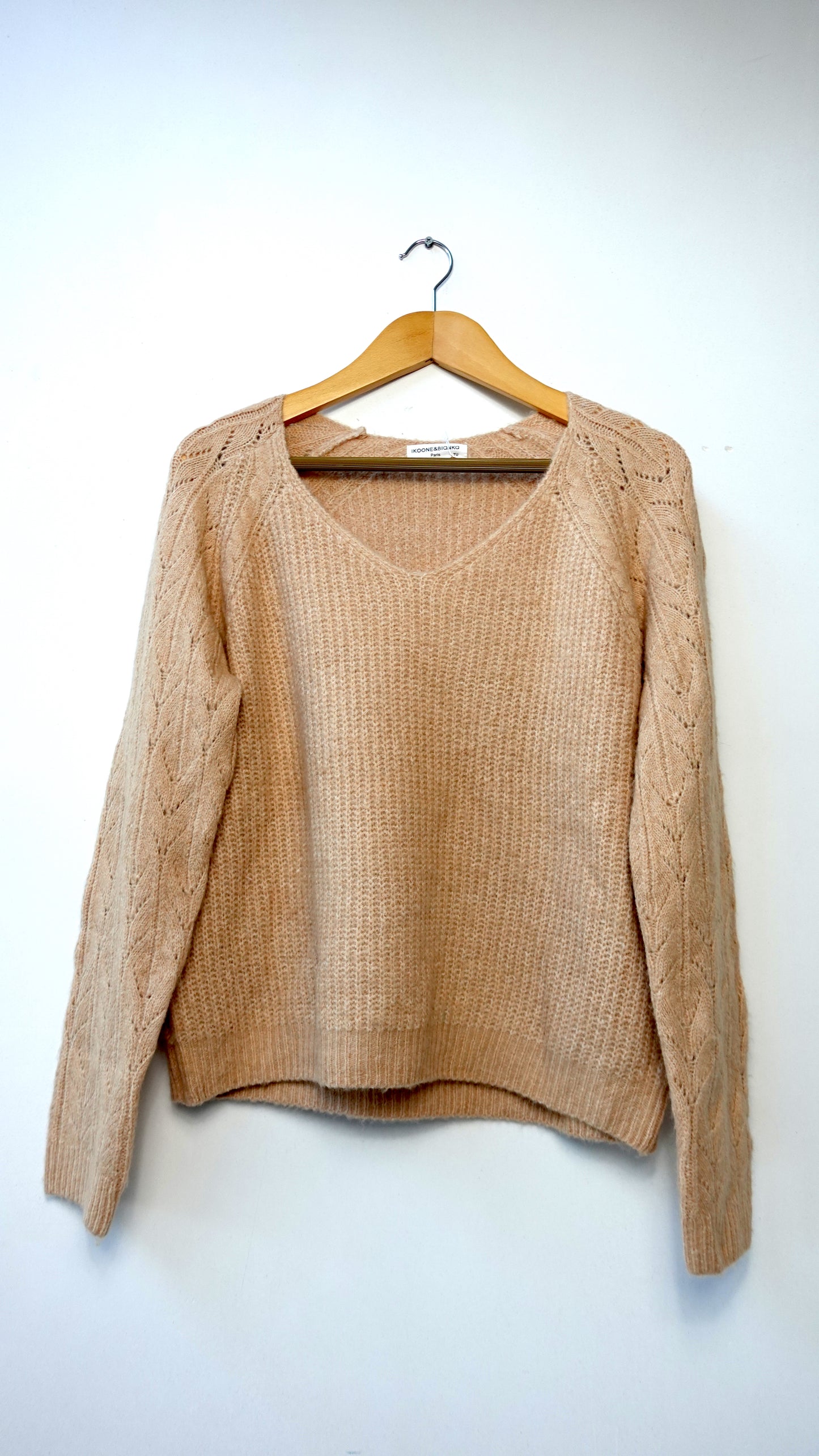 Elia trui v-hals mohair wol camel - trui v-hals | Fabrique François