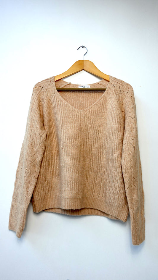 Elia trui v-hals mohair wol camel - trui v-hals | Fabrique François