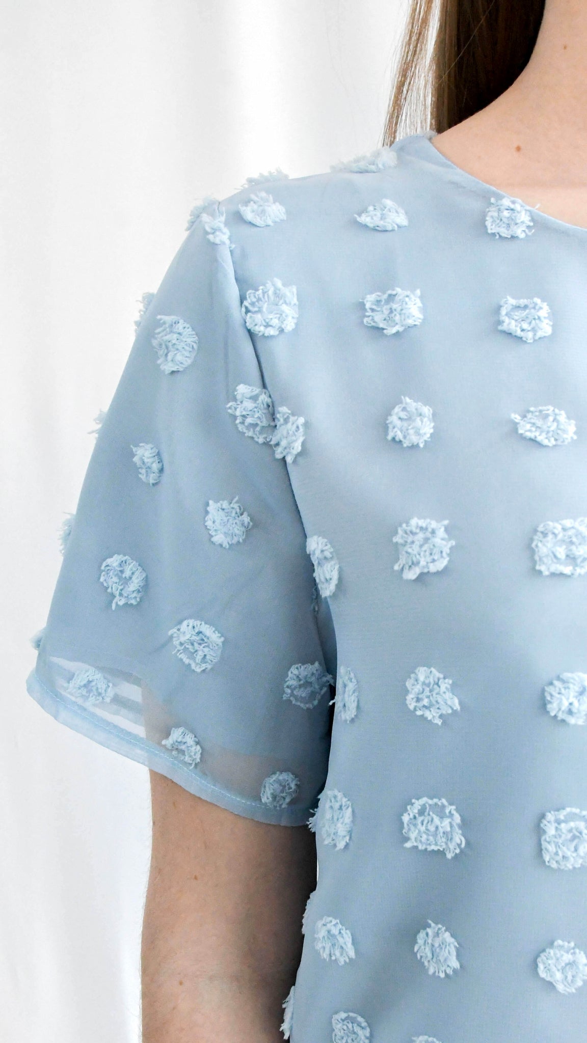 Hannah geklede t-shirt blouse korte mouwen blauw - geklede t-shirt korte mouwen | Fabrique François