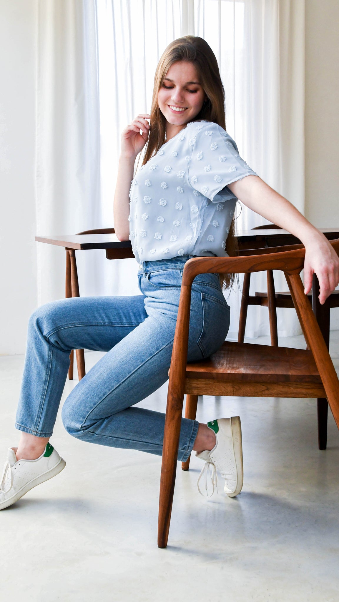 Hannah geklede t-shirt blouse korte mouwen blauw - geklede t-shirt korte mouwen | Fabrique François