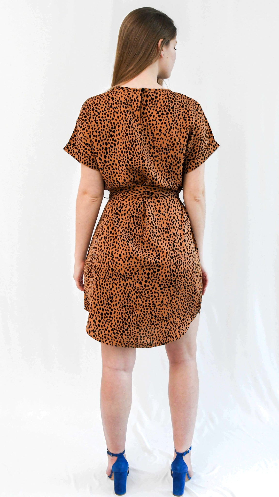 Helena mini jurk korte mouwen luipaardprint bruin - mini jurk korte mouwen tijdgerprint | Fabrique François