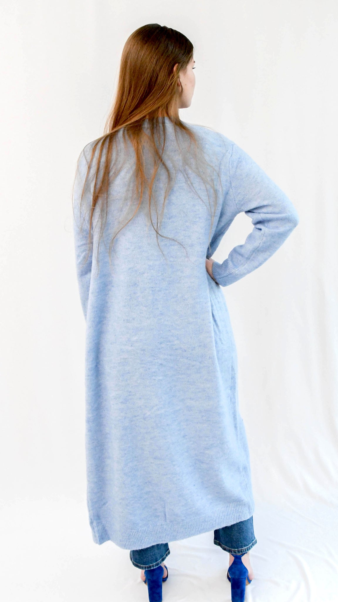 Jamie lange cardigan blauw - lange cardigan | Fabrique François