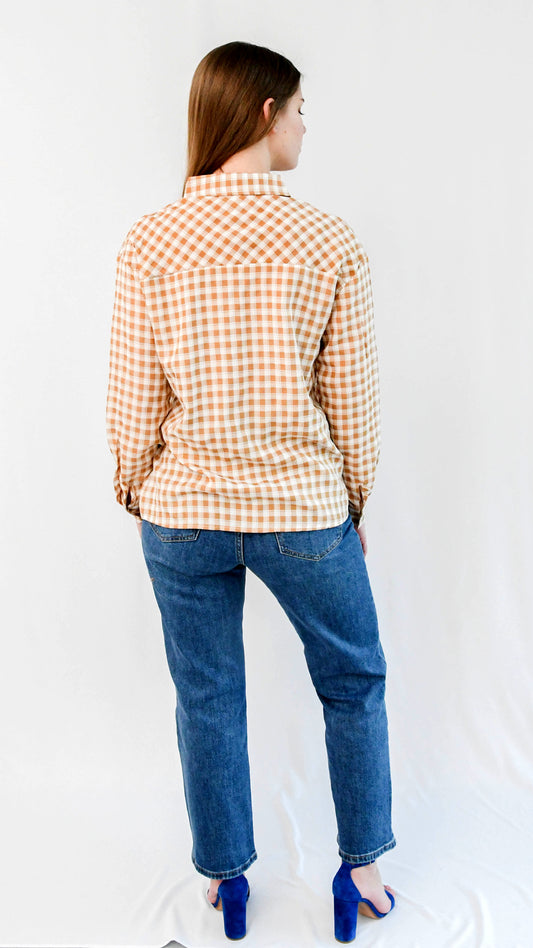 Lia hemd lange mouwen ruitjes print geel - hemd blouse lange mouwen ruitjes | Fabrique François