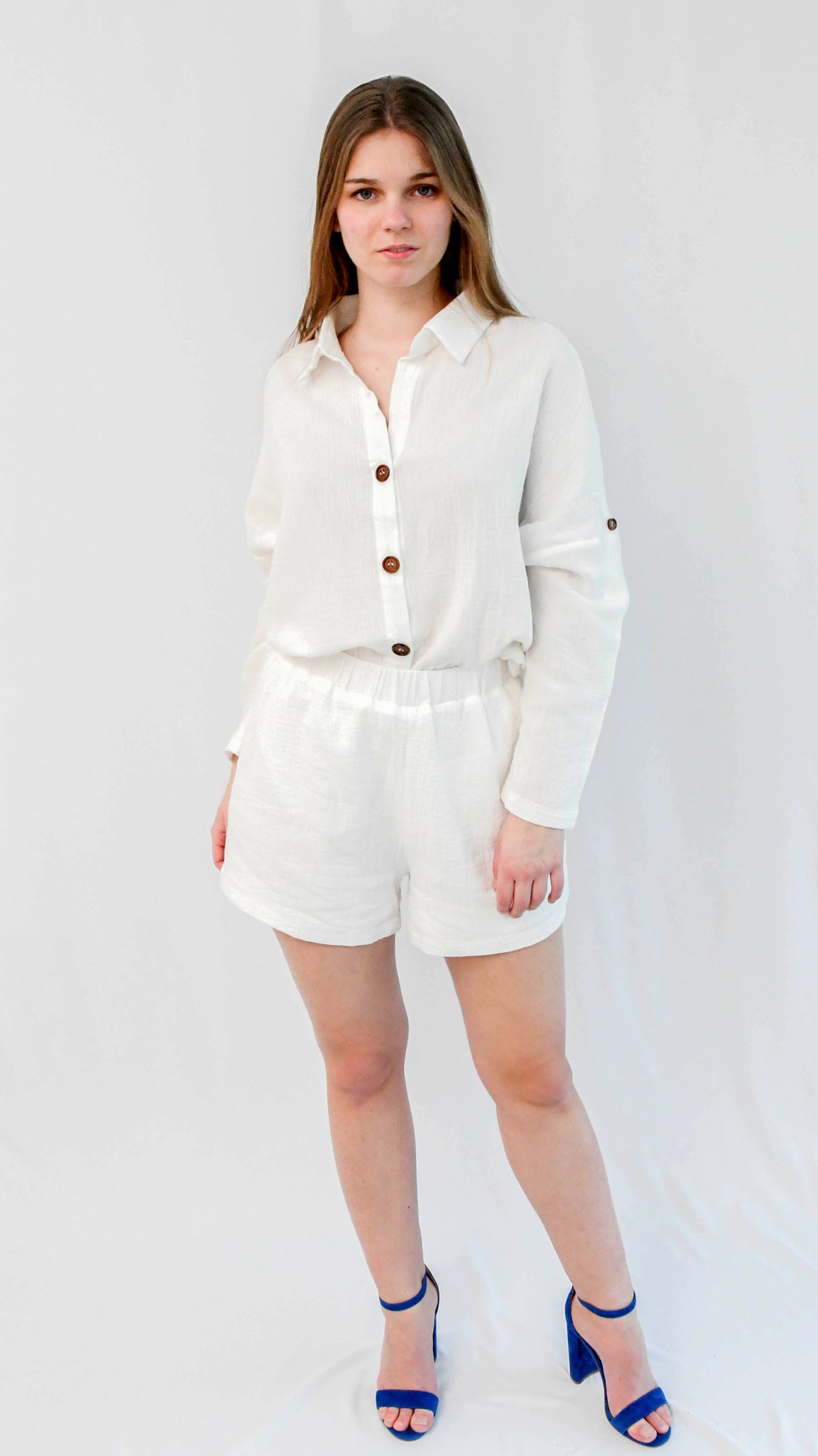 Louise hemd lange mouwen linnen beige - hemd lange mouwen linnen | Fabrique François