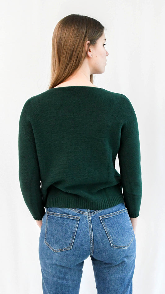 Olivia trui ronde hals naadloos groen - trui ronde hals | Fabrique François