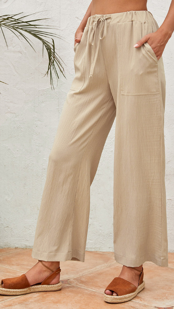 Pipa losse broek boho beige - lange losse broek boho | Fabrique François