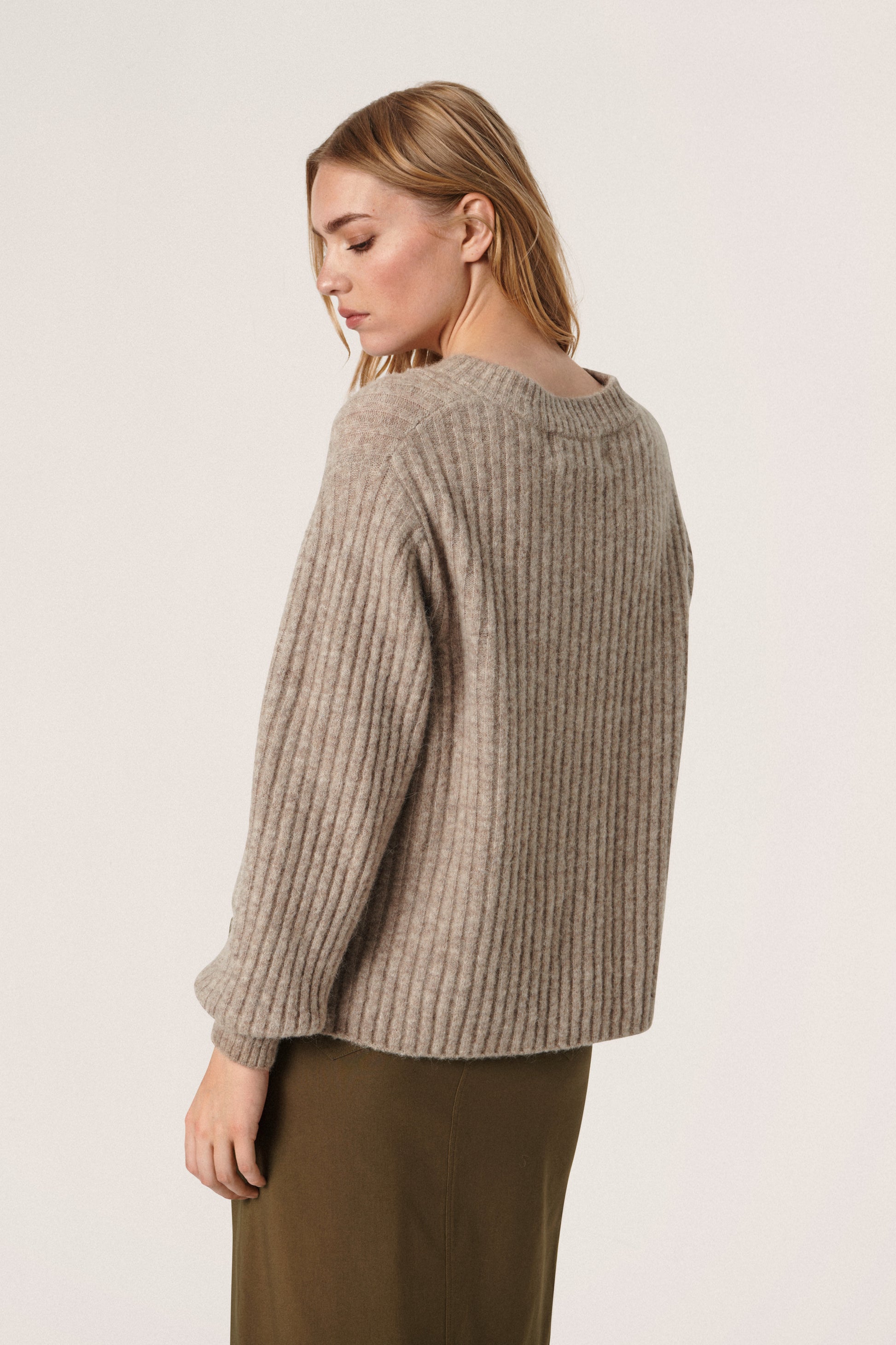 Anina V-Neck Pullover LS STUDIO Knit Atmosphere Melange