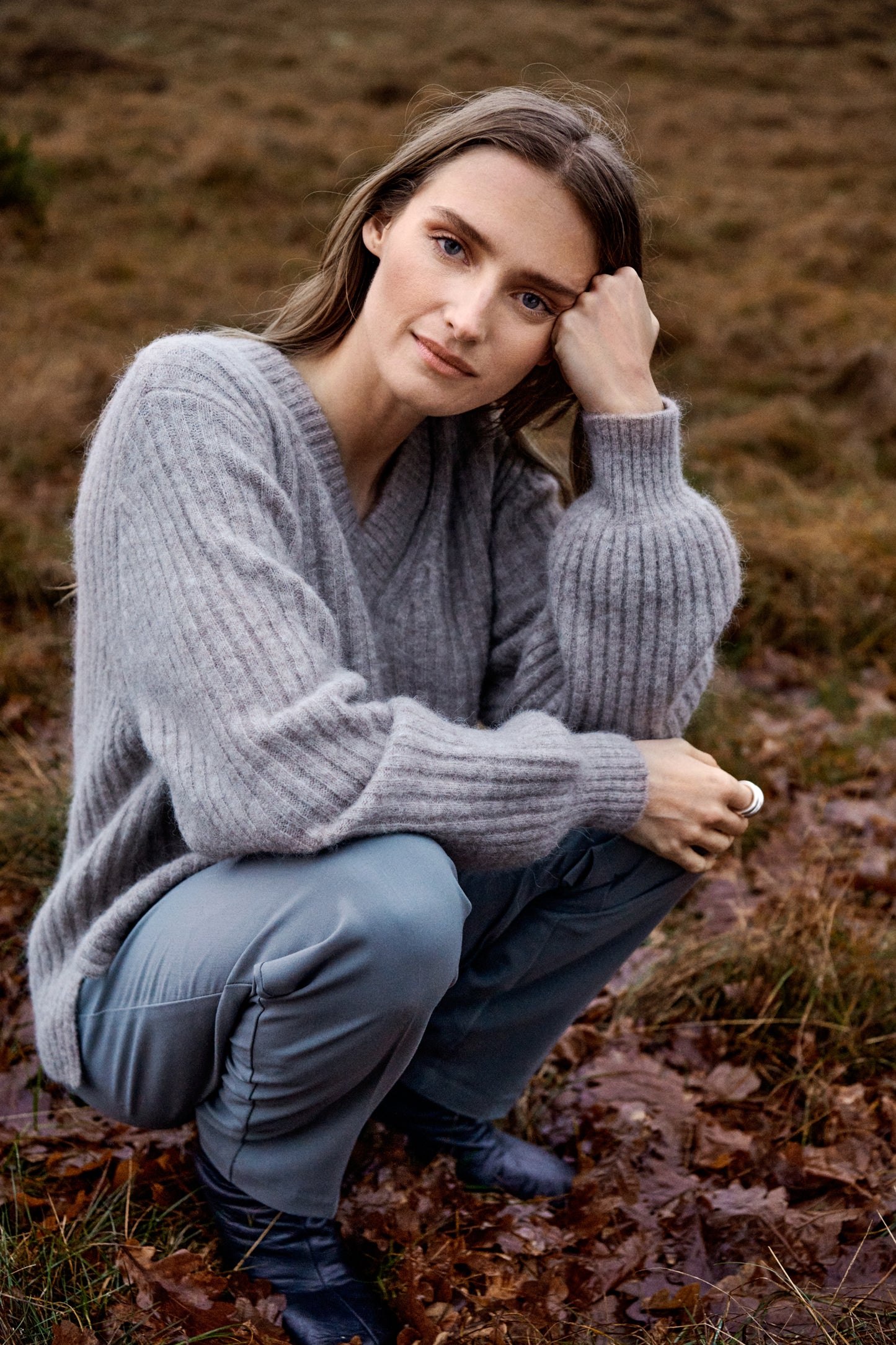 Anina V-Neck Pullover LS STUDIO Knit Atmosphere Melange