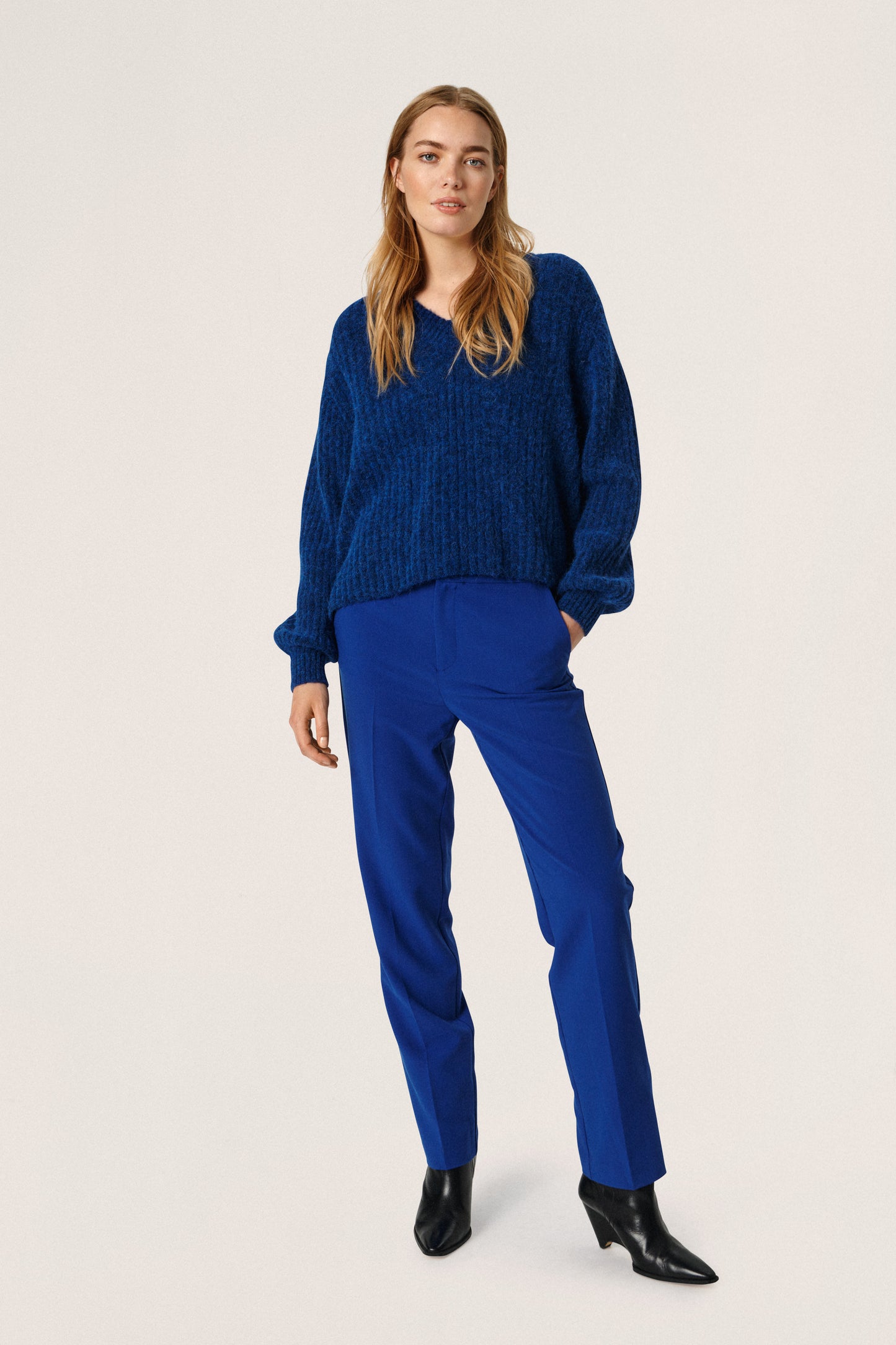 Anina V-Neck Pullover LS STUDIO Knit Sodalite Blue Melange