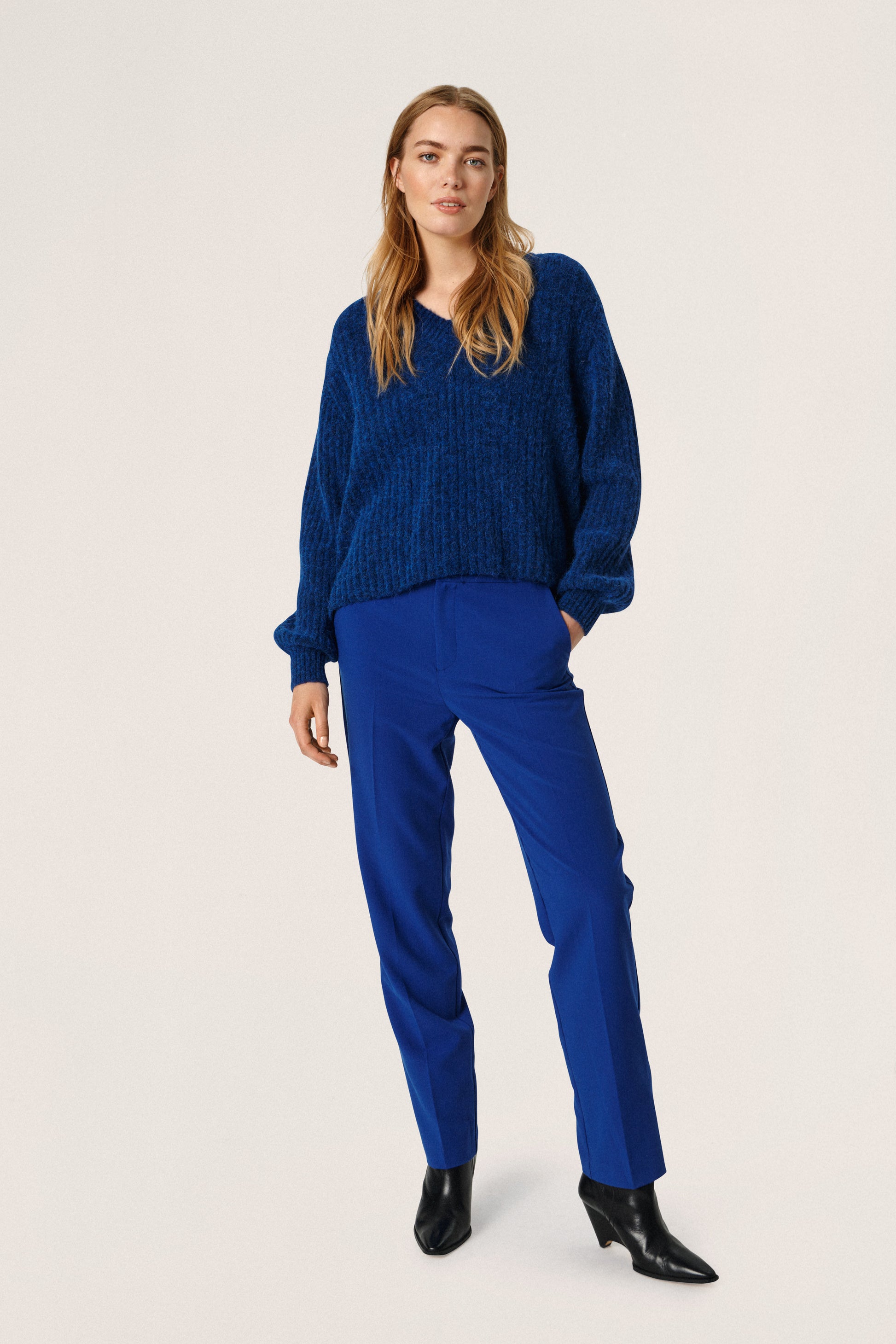 Anina V-Neck Pullover LS STUDIO Knit Sodalite Blue Melange