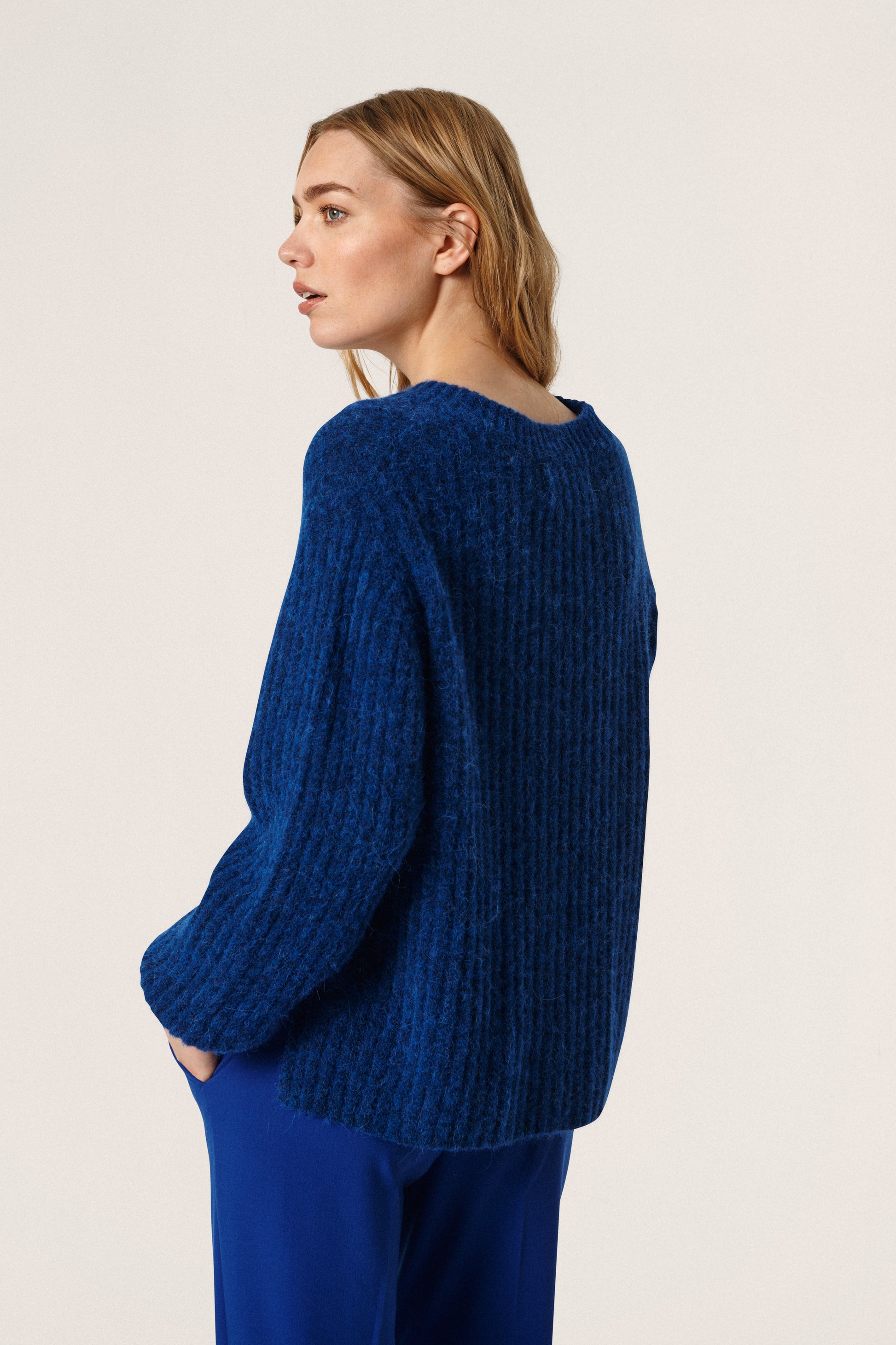 Anina V-Neck Pullover LS STUDIO Knit Sodalite Blue Melange