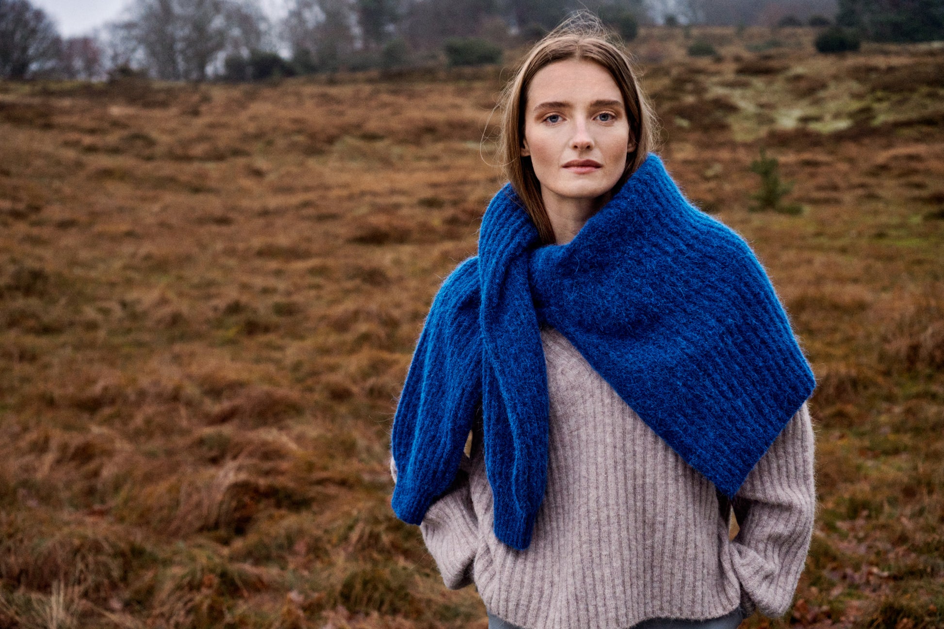 Anina V-Neck Pullover LS STUDIO Knit Sodalite Blue Melange