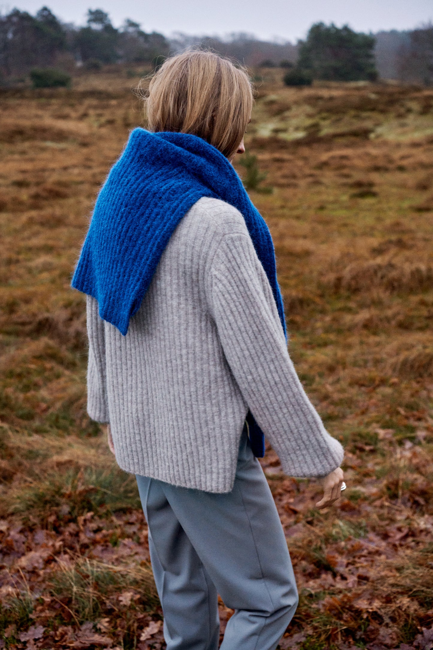 Anina V-Neck Pullover LS STUDIO Knit Sodalite Blue Melange