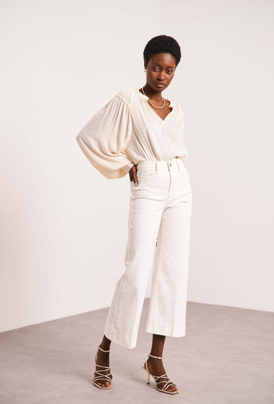 Cindy wijd uitlopende jeansbroek wit