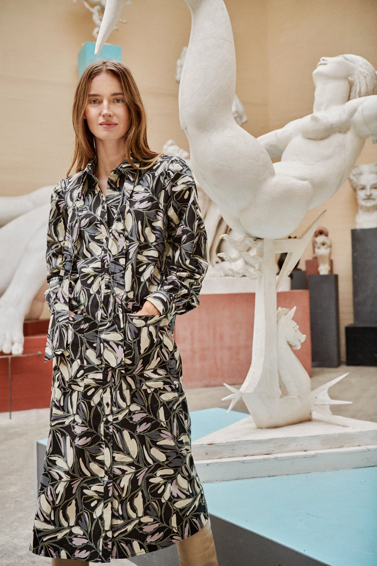 Frankie Shirt Dress Dresses Black Leaf Print