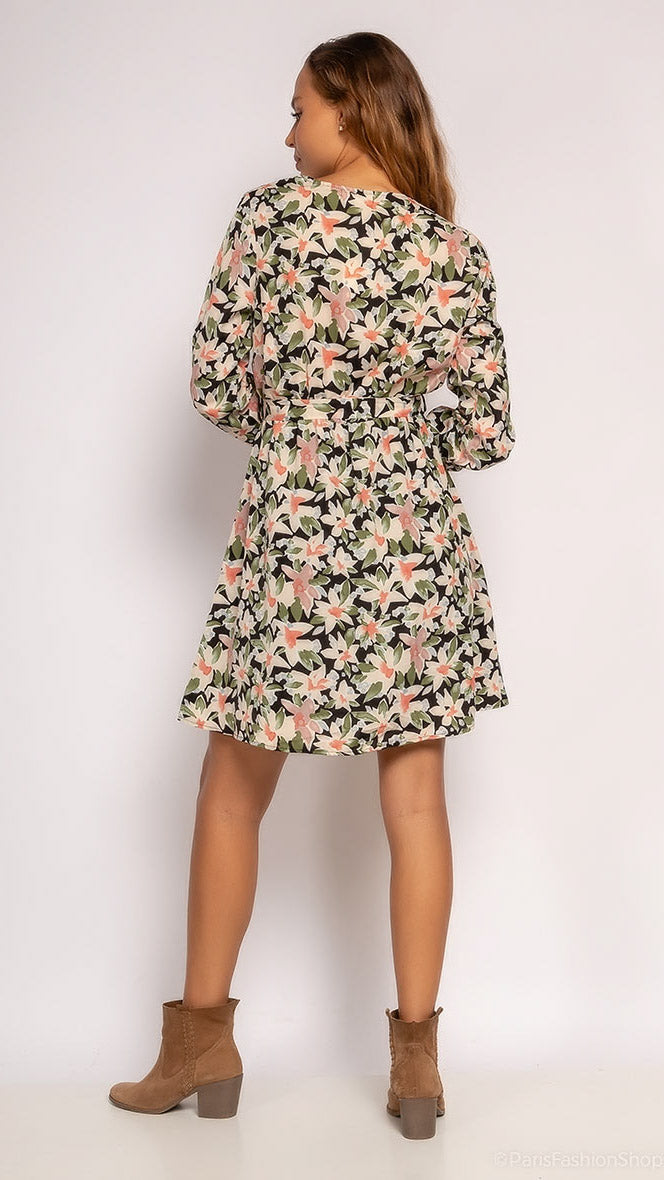 Eva mini wikkel jurk bloemenprint - mini wikkeljurk bloemenprint | Fabrique François