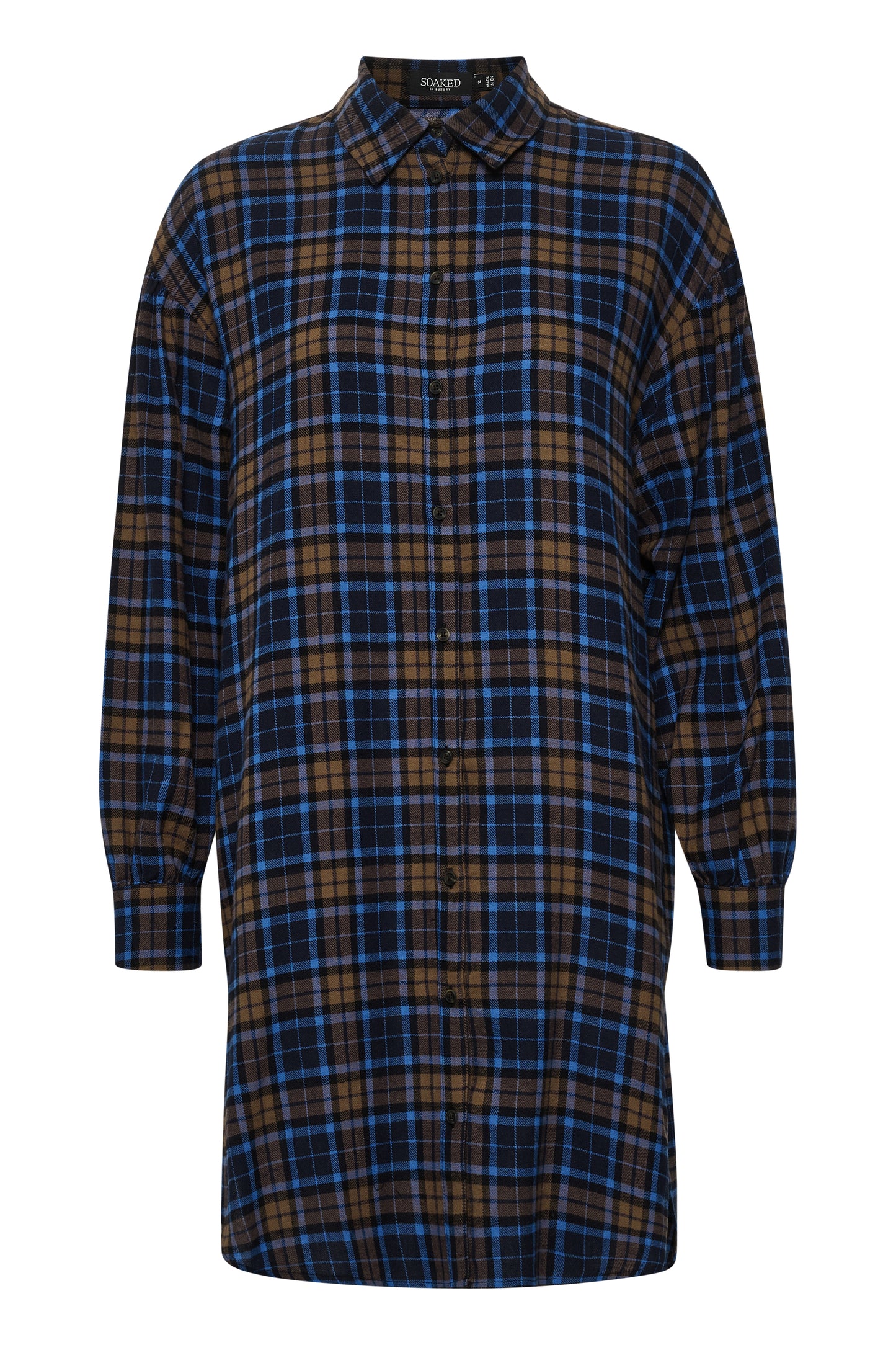 Joss Tunic LS Dresses Bright Blue Check