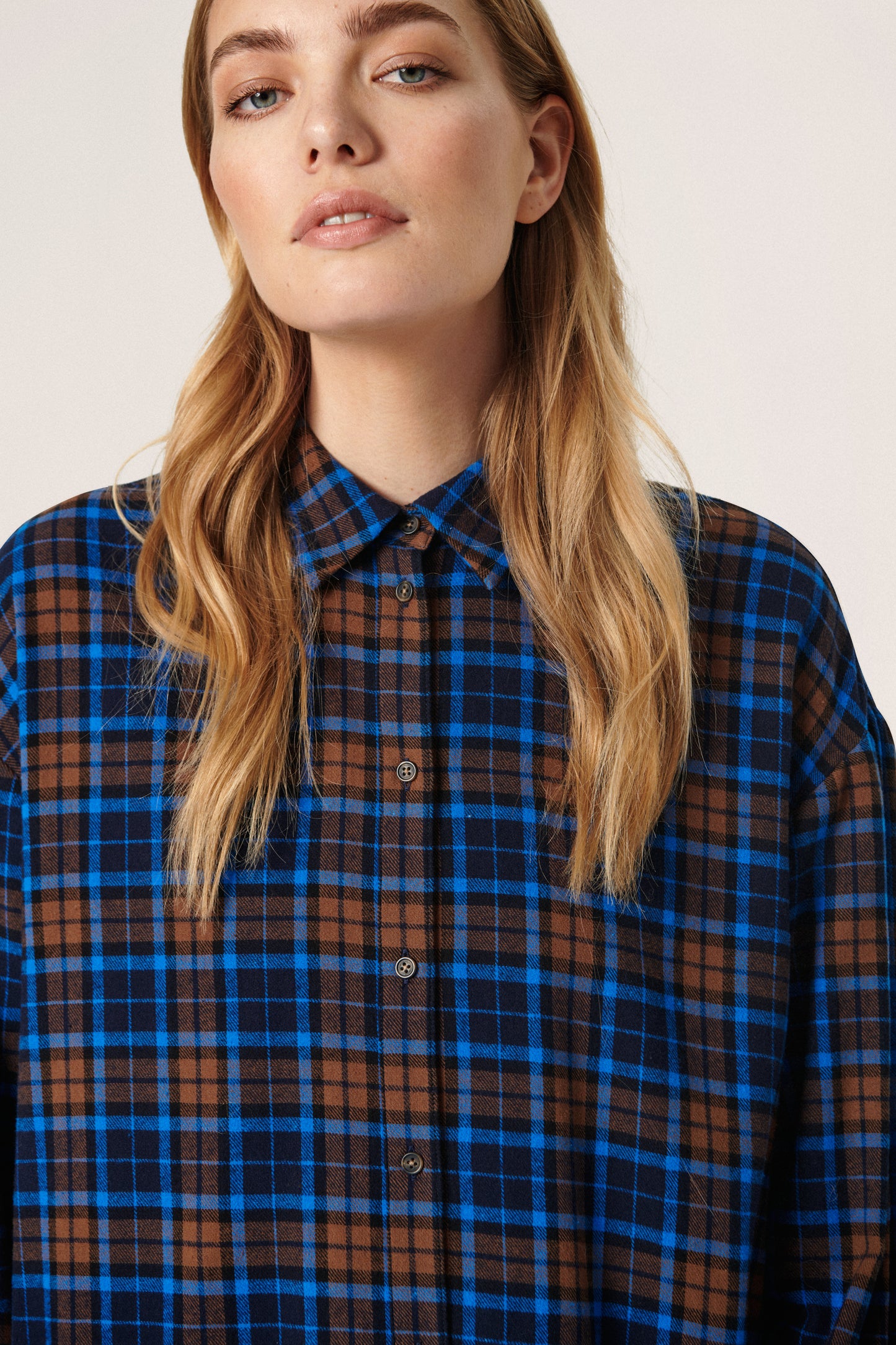 Joss Tunic LS Dresses Bright Blue Check