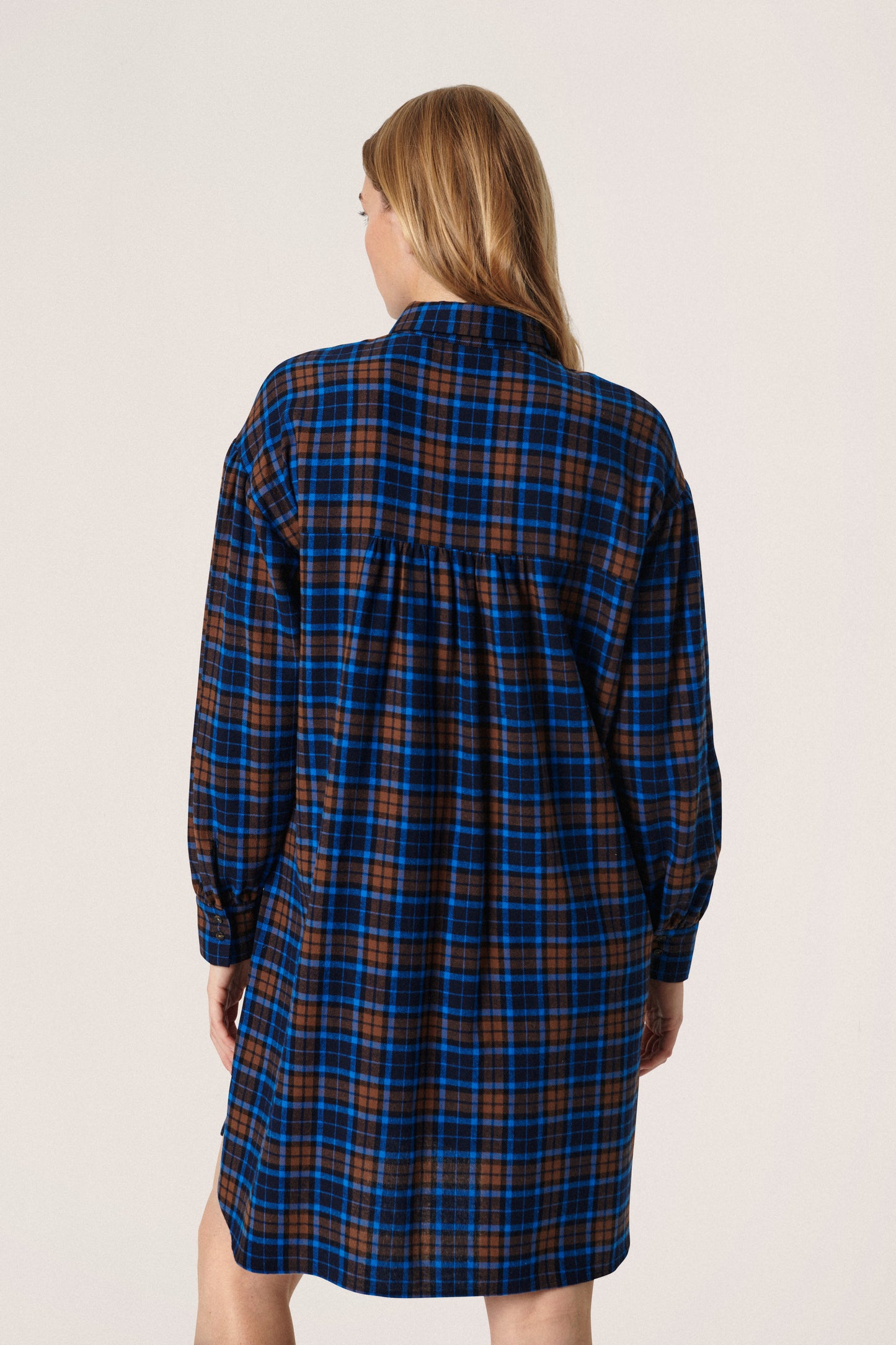 Joss Tunic LS Dresses Bright Blue Check