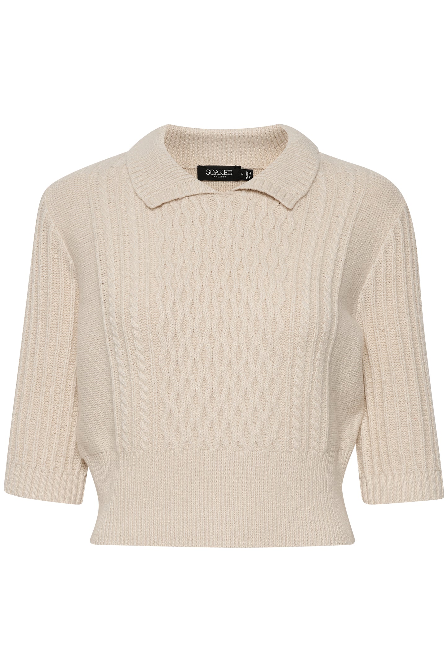Keely Polo Pullover SS Knit Whisper White