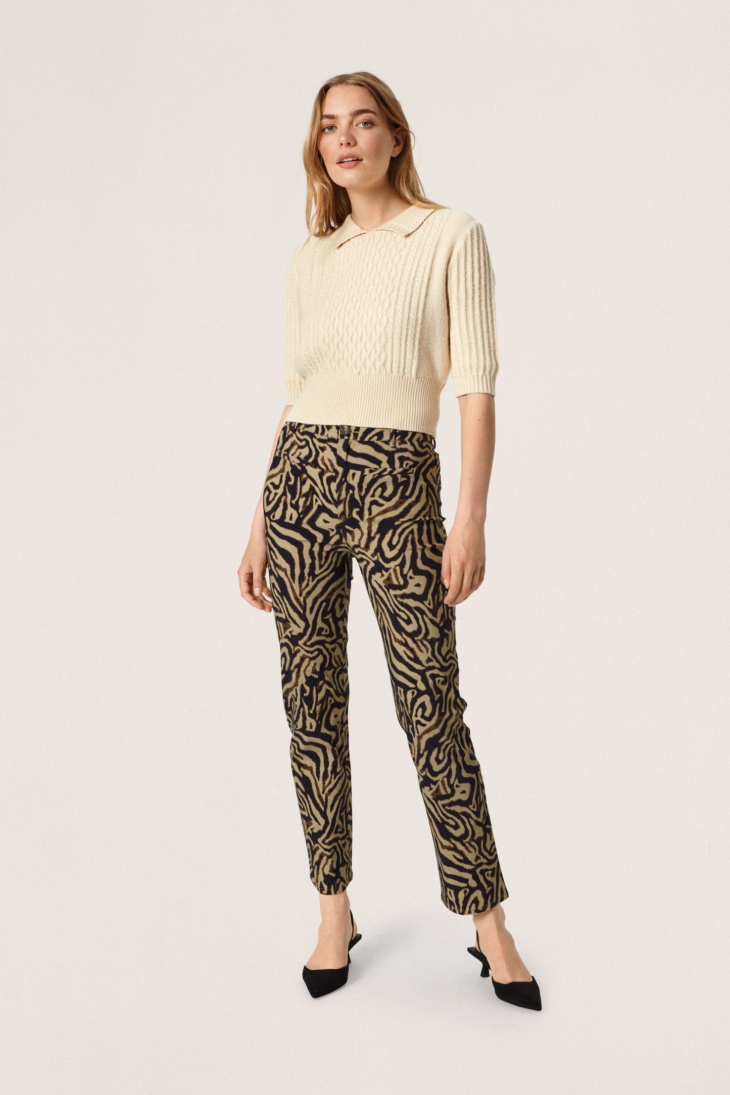 Keely Polo Pullover SS Knit Whisper White