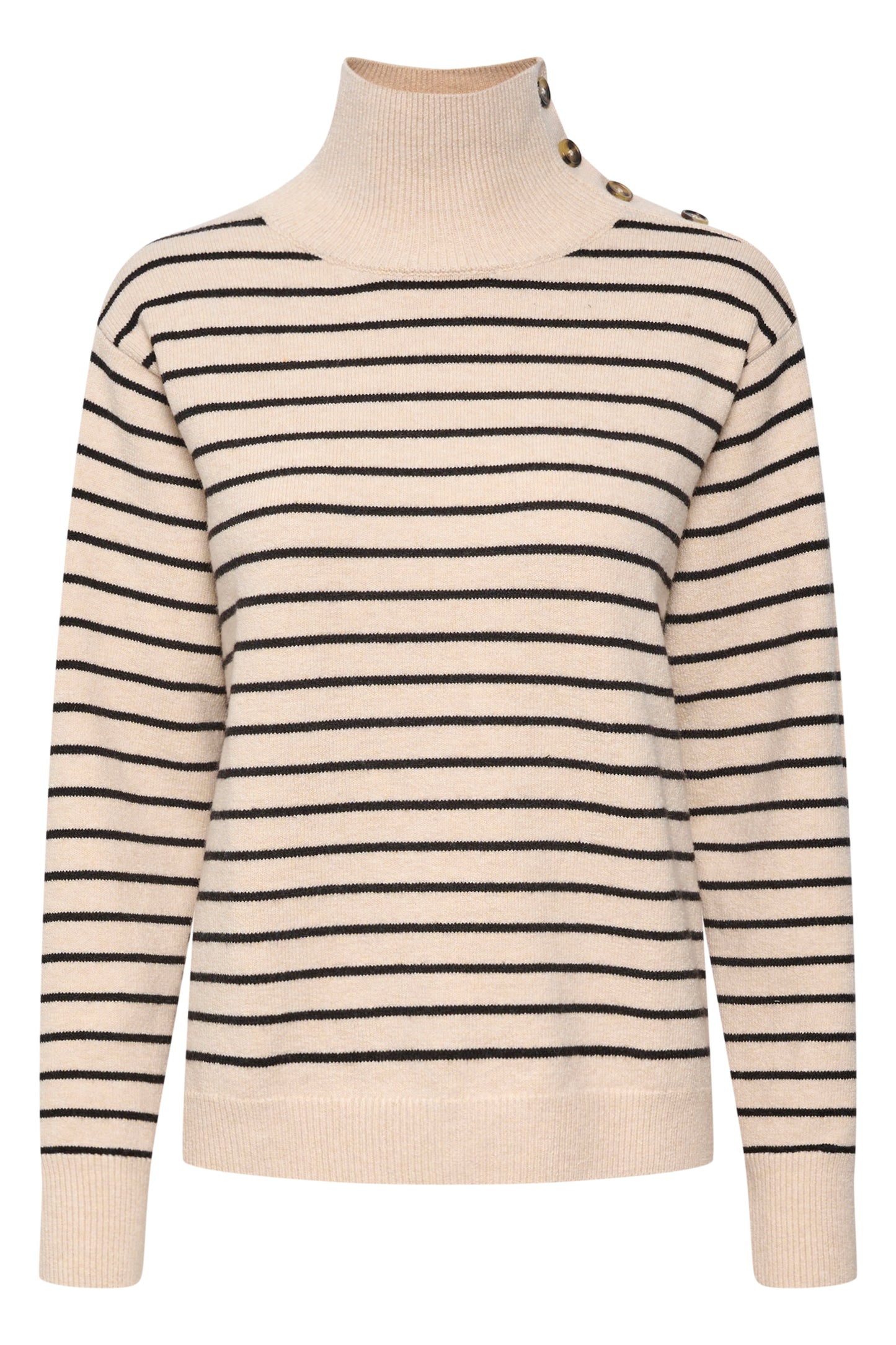 Lyrica Stripe Pullover LS Sandshell and Black Stripe