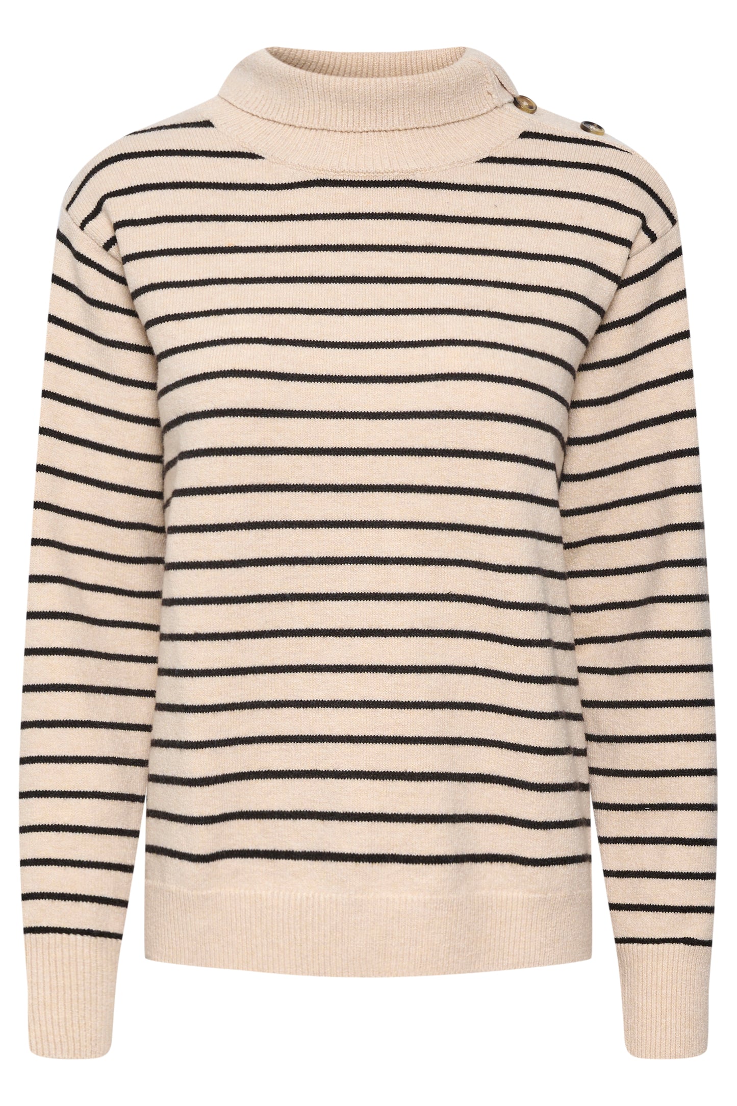 Lyrica Stripe Pullover LS Sandshell and Black Stripe
