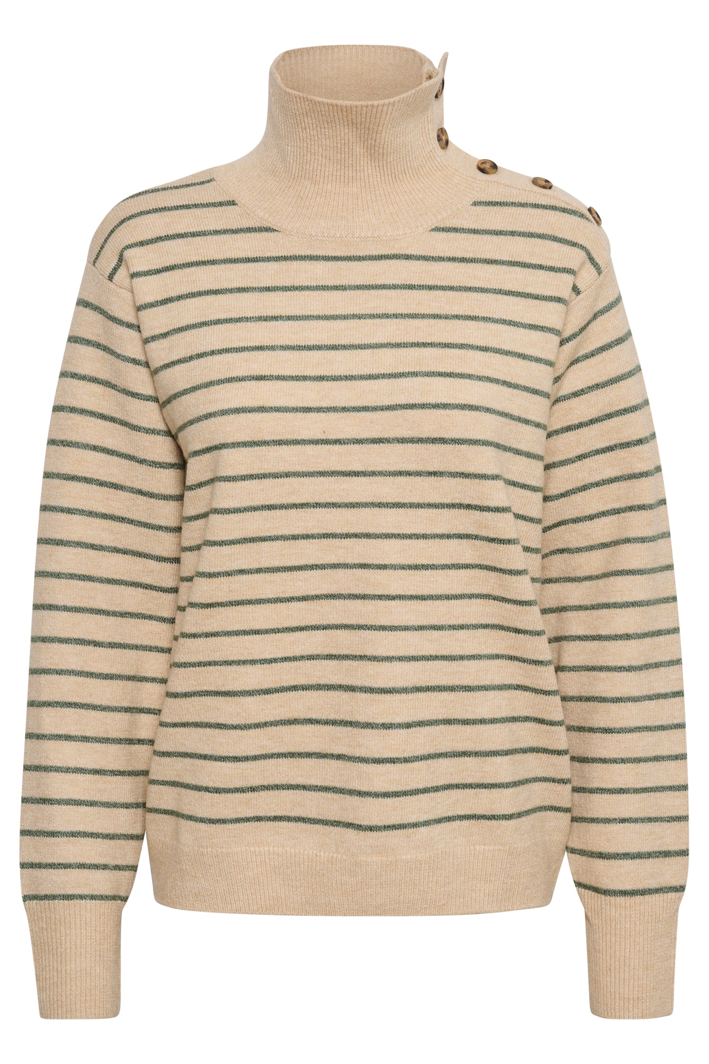 Lyrica Stripe Pullover LS Sandshell & Dark Forest Stripe