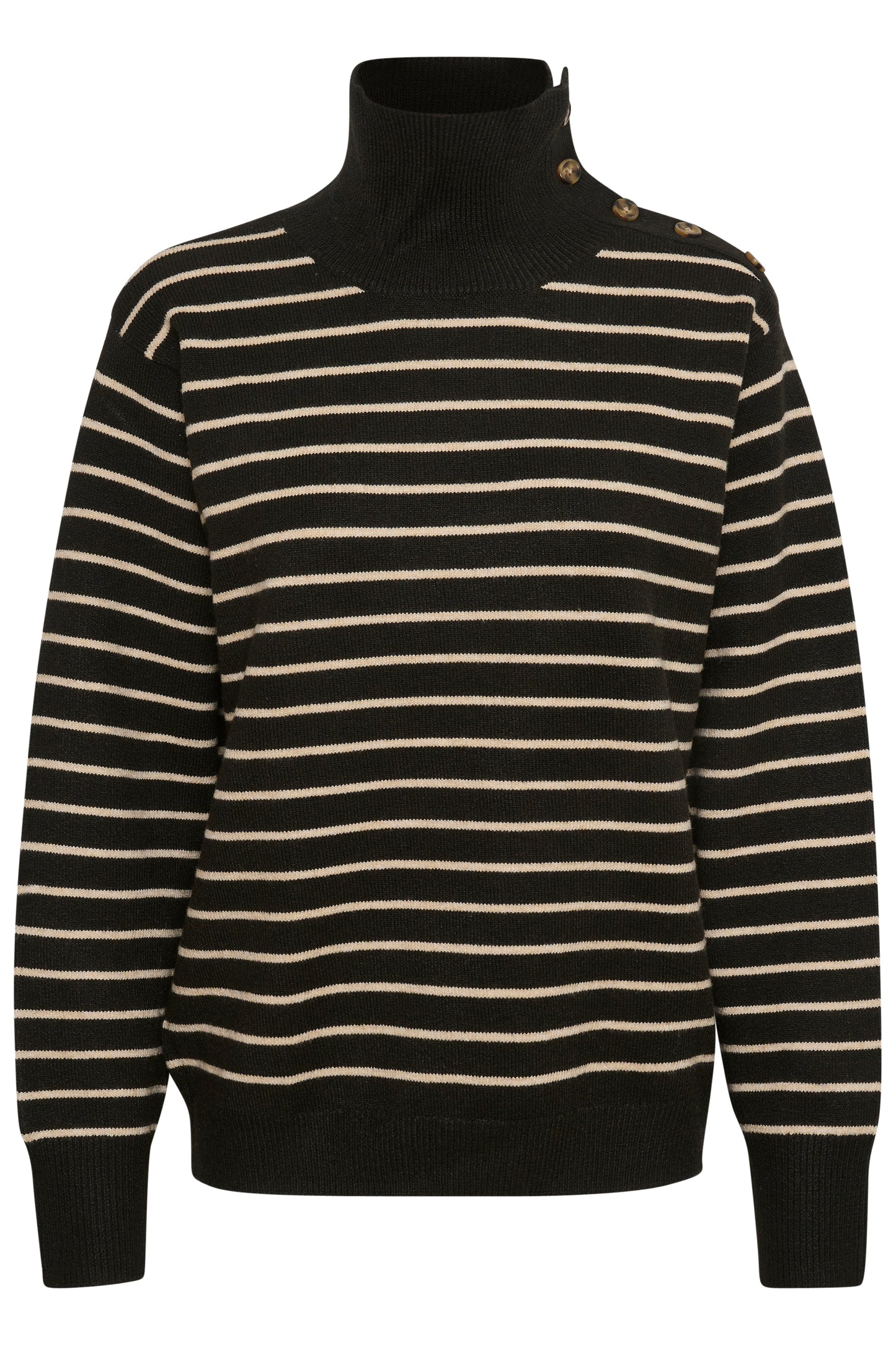 Lyrica Stripe Pullover LS Black & Sandshell Stripe