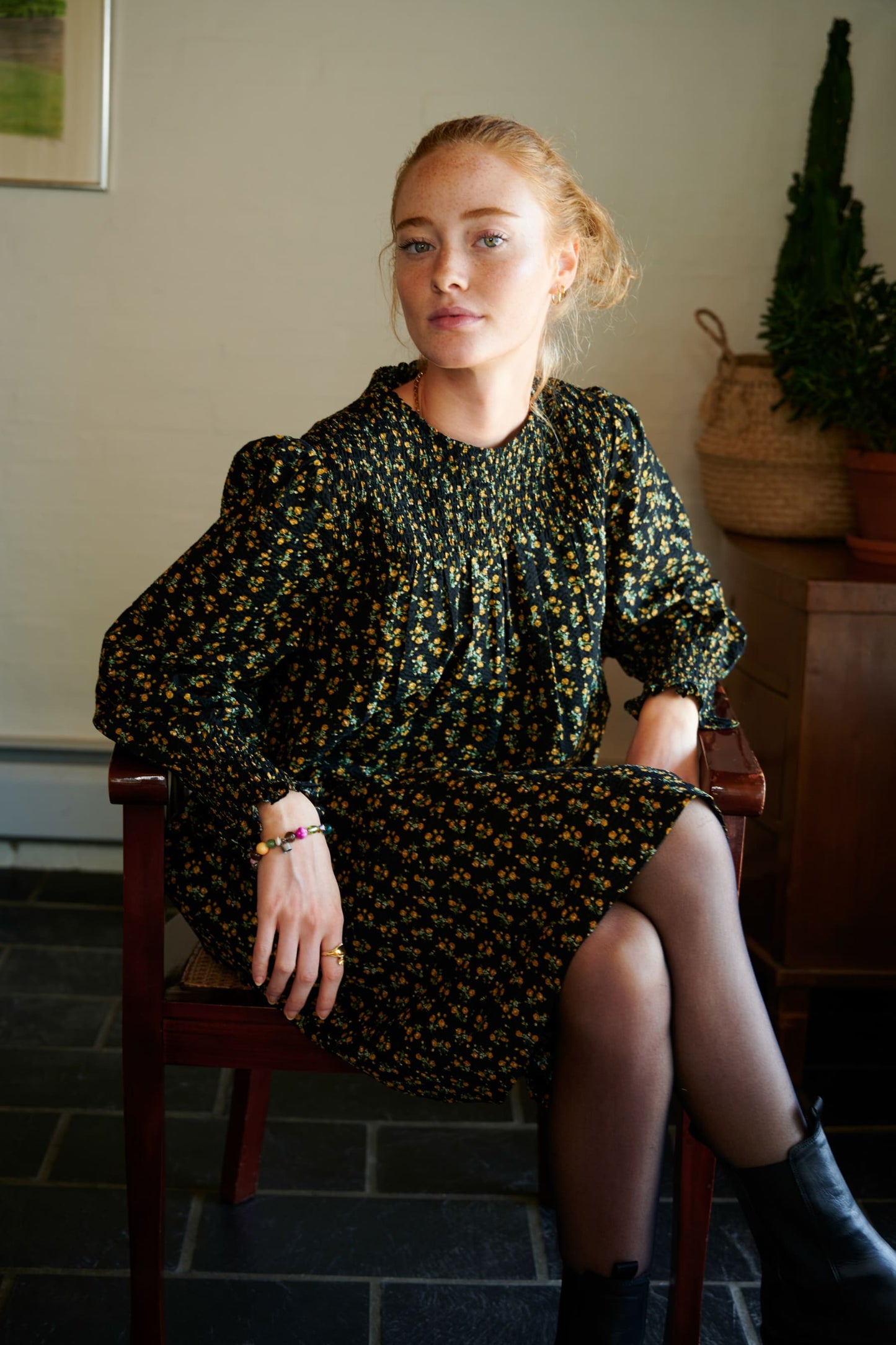Noella Ava Dress Dresses Black/yellow Flower