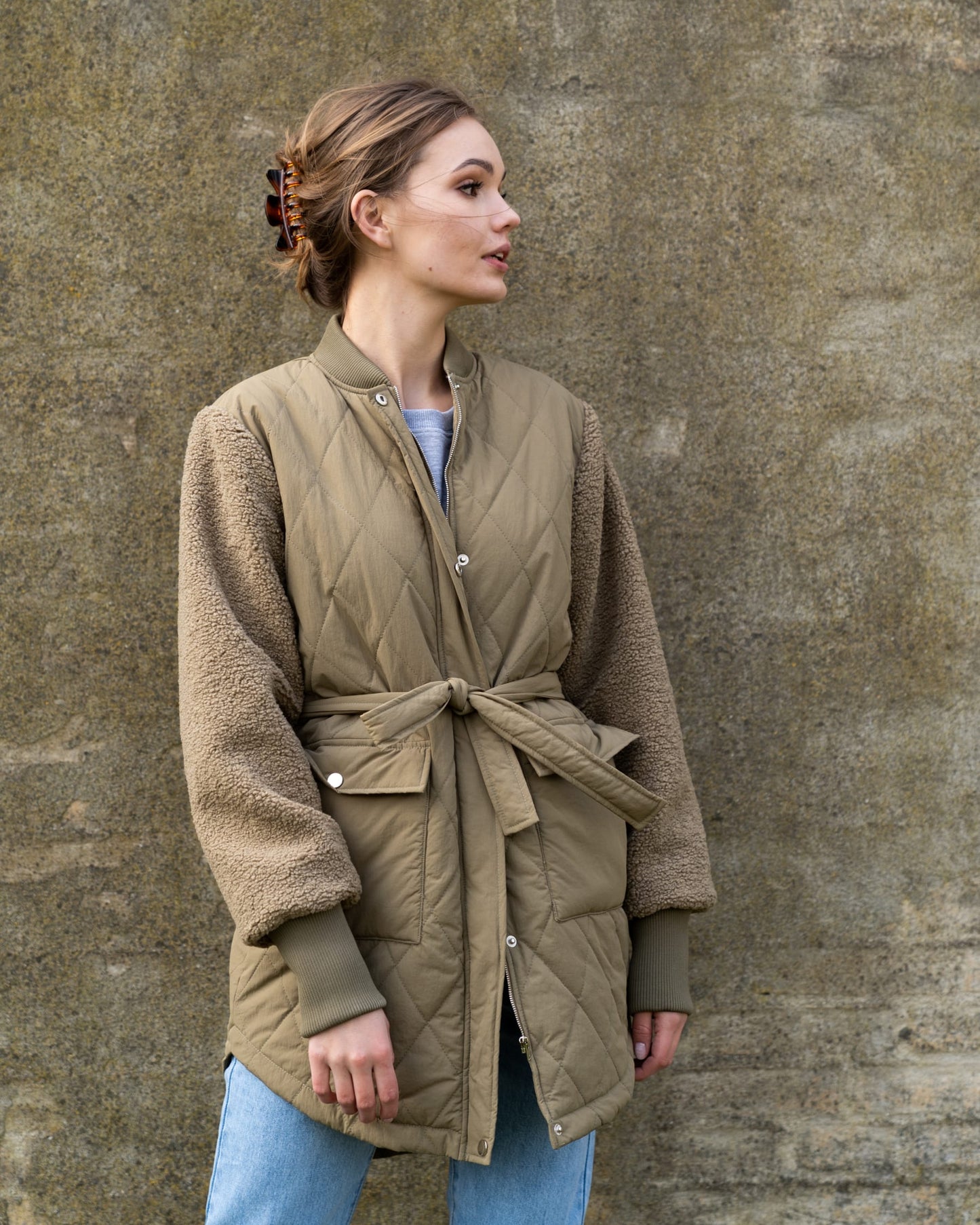 Noella Esme Pile Jacket Solid Jackets Light Army