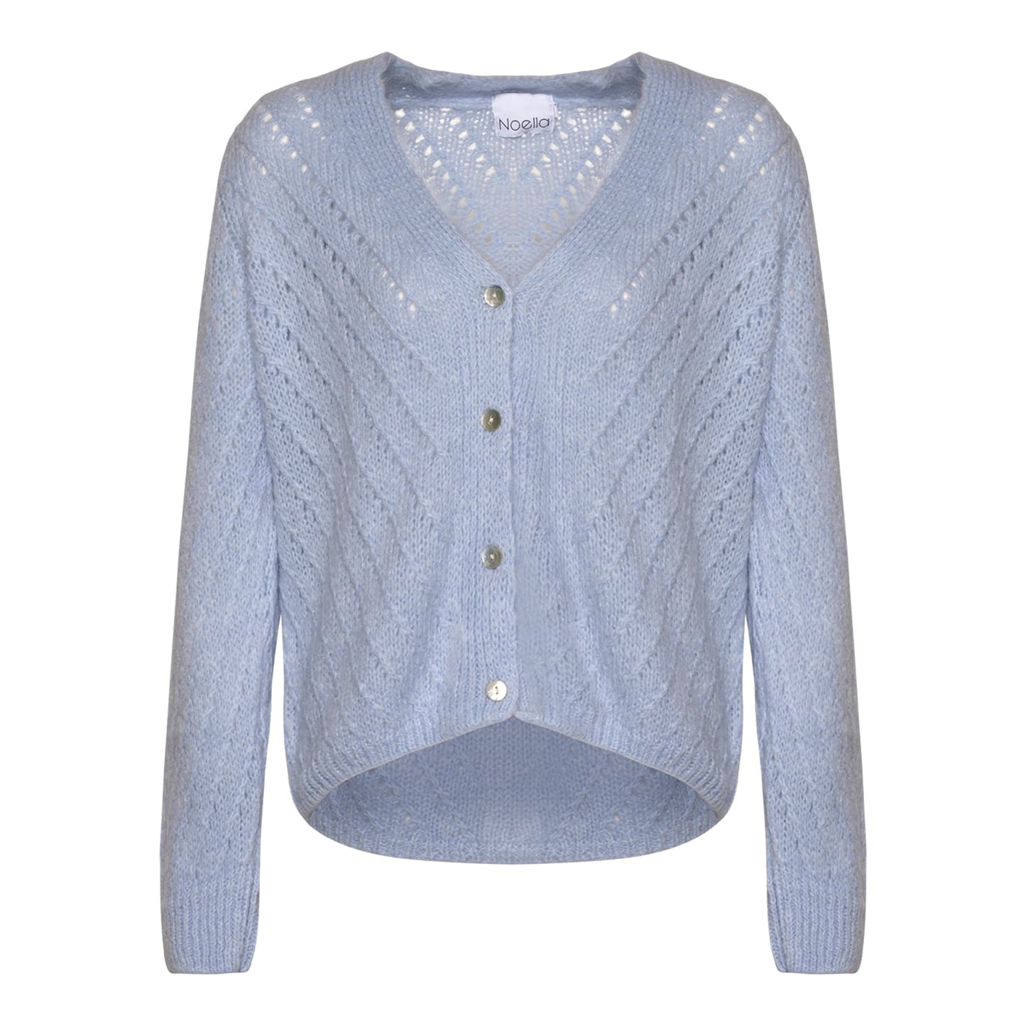 Noella Ira Hole Knit Cardigan Cardigans Light Blue