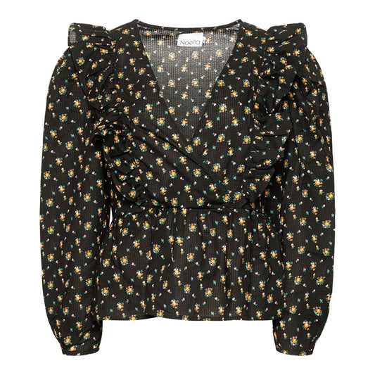 Noella Liva Blouse Seersucker Blouses Green/orange Mix