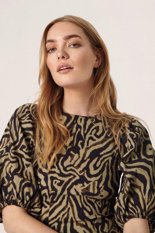 Sharona Zazu Dress Dresses Green Animal Print