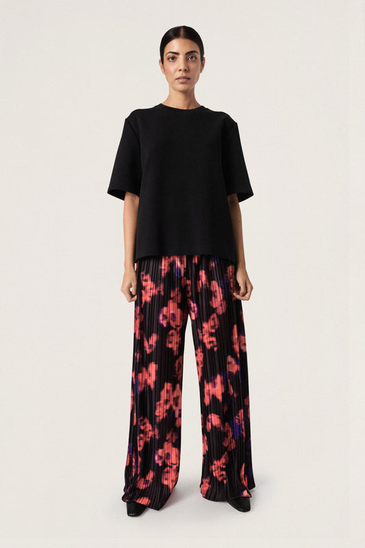Soaked in Luxury Alice Pants Trousers Red Blurred Flower Print