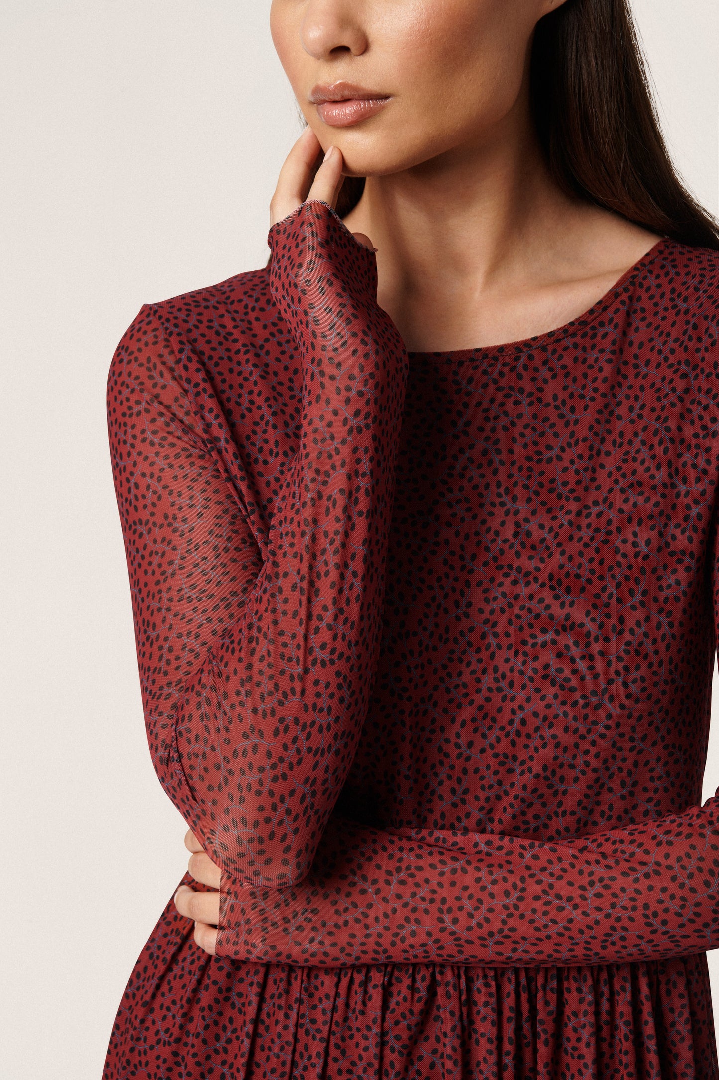 Soaked in Luxury Almira Dress LS Dresses Rhubarb Leaf Print