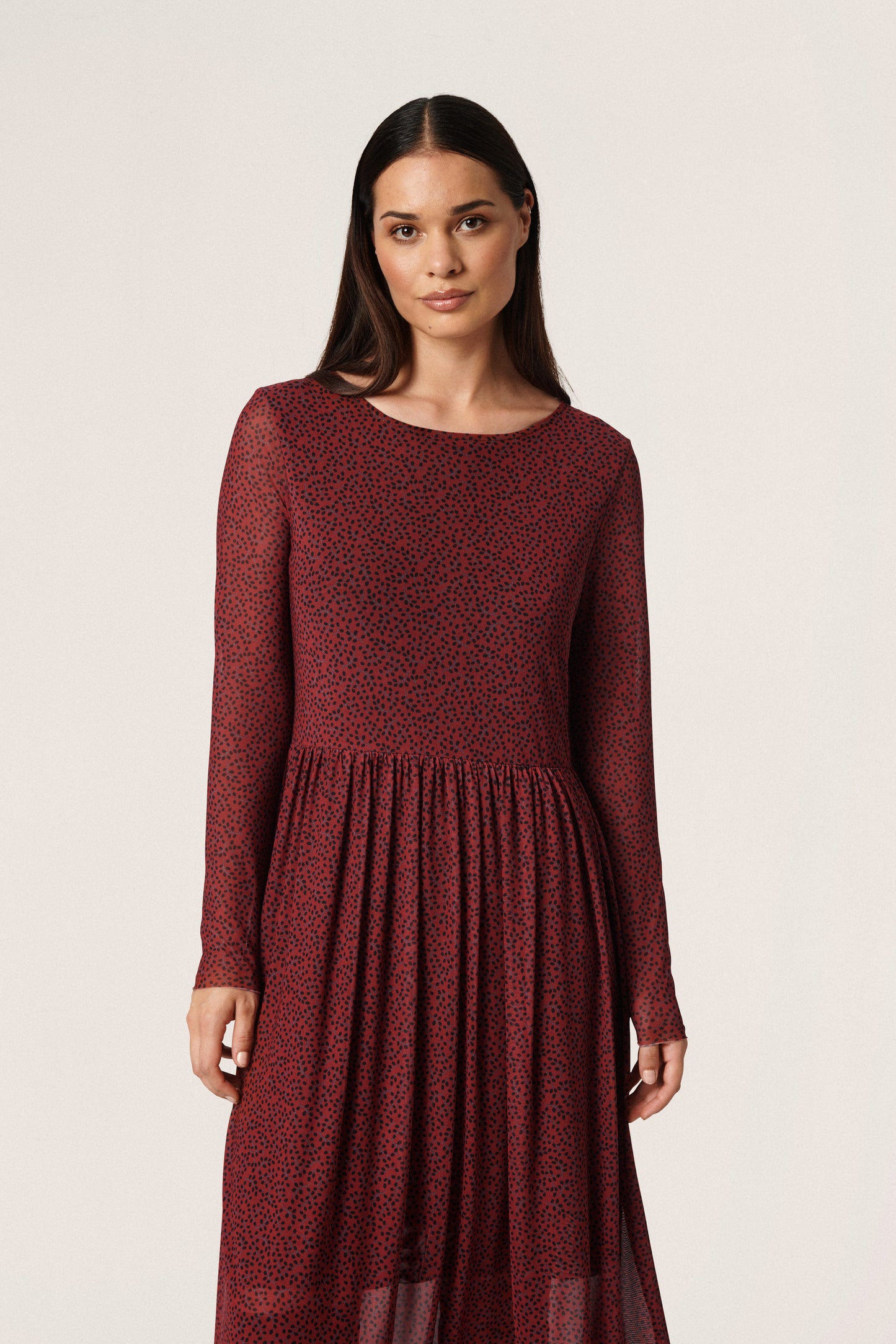 Soaked in Luxury Almira Dress LS Dresses Rhubarb Leaf Print