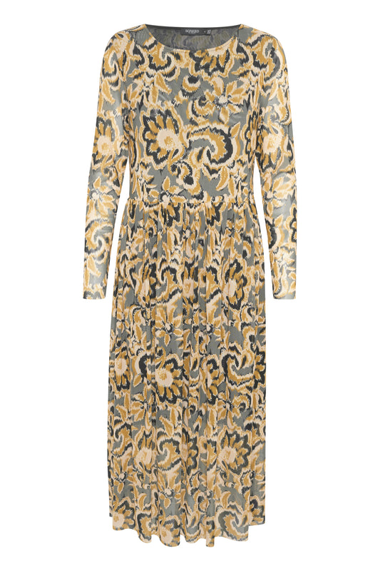 Soaked in Luxury Almira Dress LS Dresses Golden Brown Tapestry Print