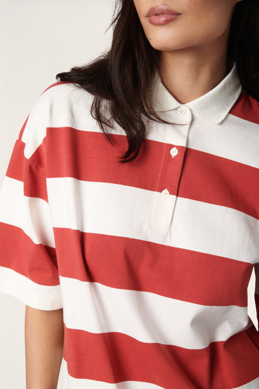 Soaked in Luxury Bambina Dress SS Dresses Baked Apple & White Stripe