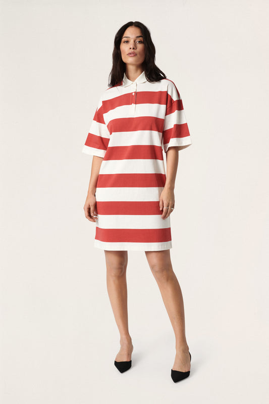 Soaked in Luxury Bambina Dress SS Dresses Baked Apple & White Stripe