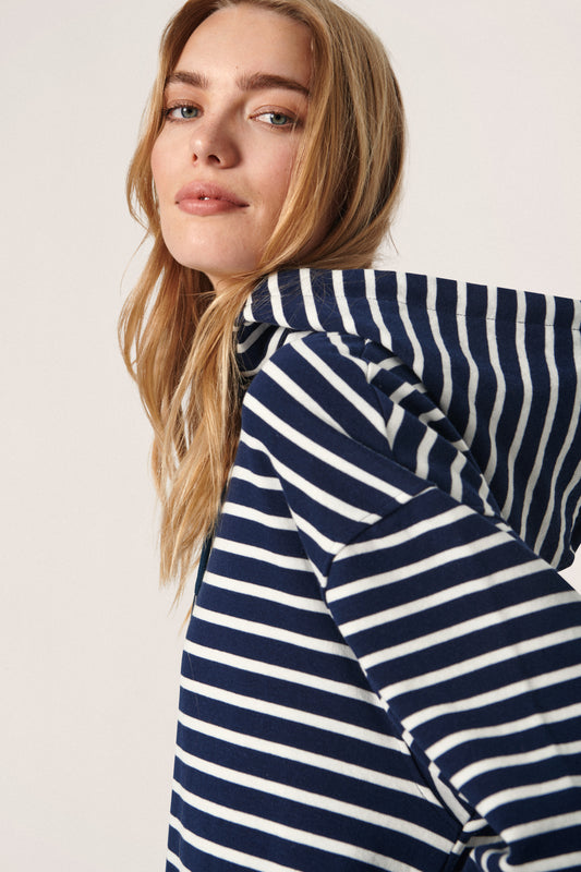 Soaked in Luxury Bridie Dress Dresses Night Sky w White Stripe