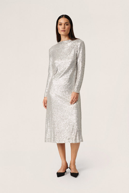 Soaked in Luxury Dalila Long Dress LS Dresses Silver