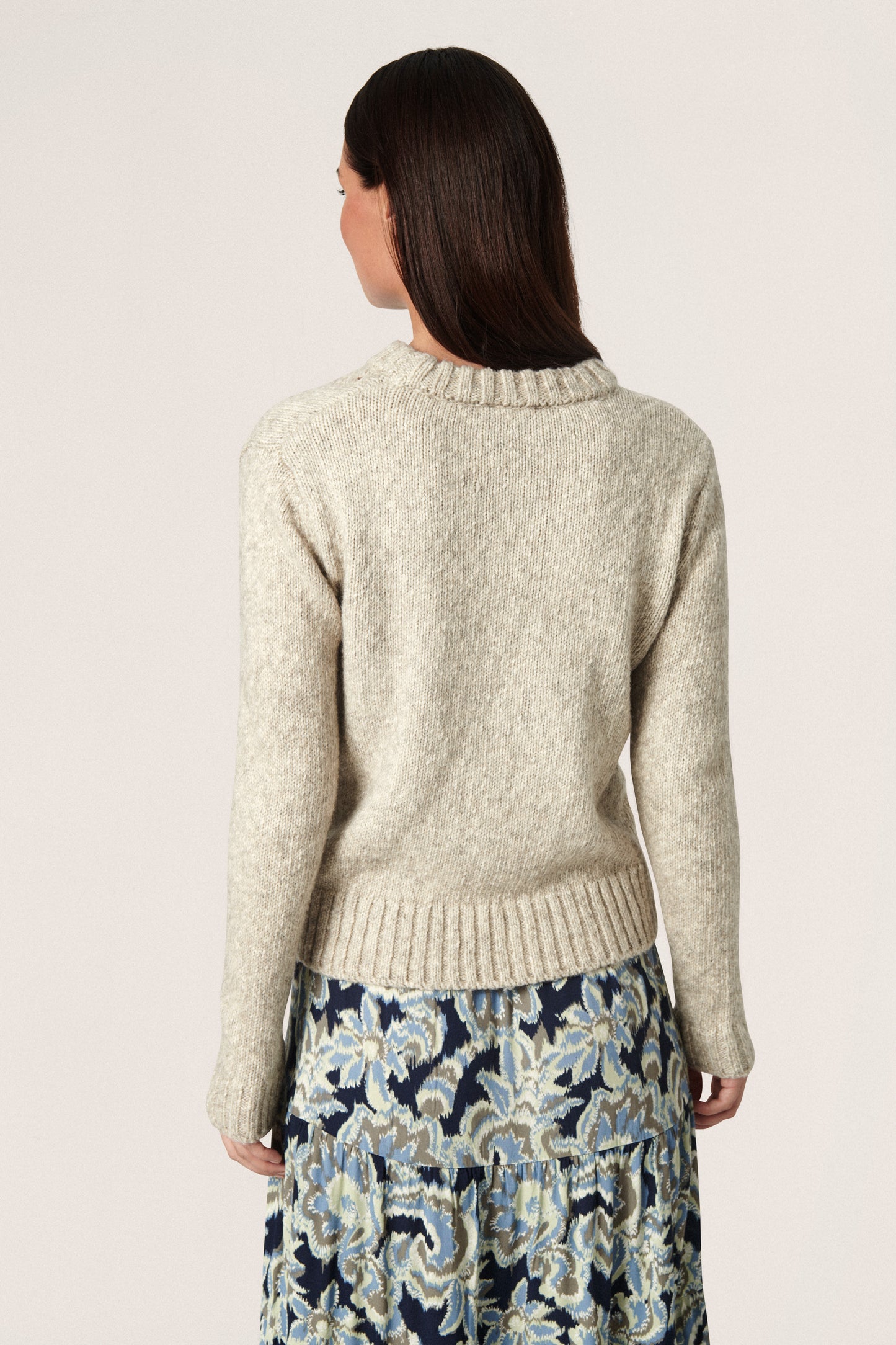 Soaked in Luxury Damara Pointelle Pullover LS Knit Whisper White Melange