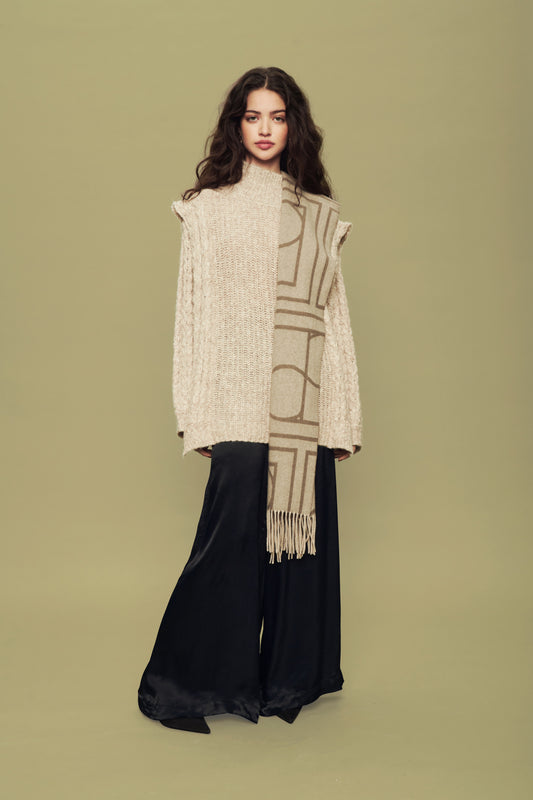 Soaked in Luxury Damara Pullover LS Knit Whisper White Melange