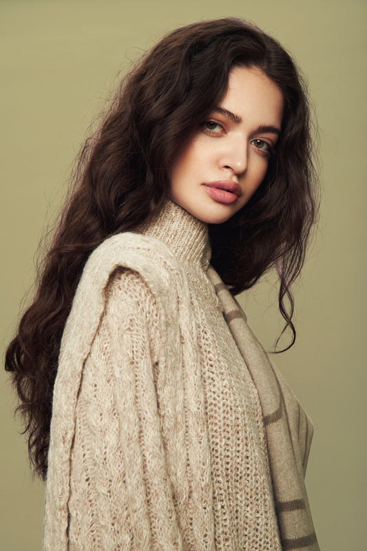 Soaked in Luxury Damara Pullover LS Knit Whisper White Melange