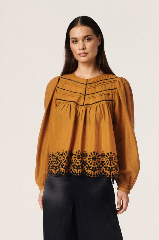 Soaked in Luxury Dicte Blouse LS Shirts/Blouses Golden Brown